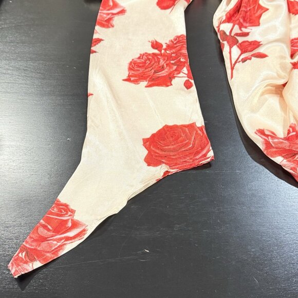 NWT Meshki Davina Satin Long Sleeve Backless Floral Red Mini Dress Womens Large - Picture 7 of 13